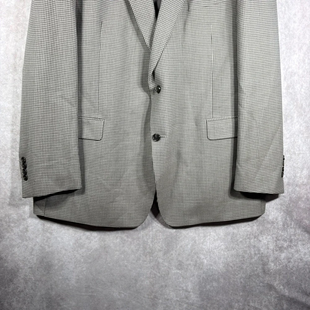 Hickey‎ Freeman Blazer Sport Coat Men Size 52L Brown Houndstooth Wool Two-Button